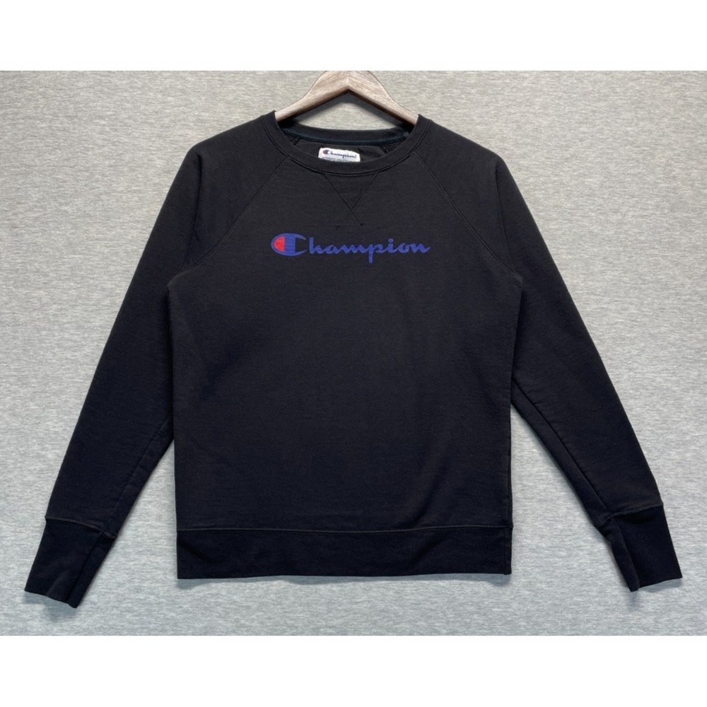 Champion Authentic Athleticwear Sweatshirt Mens S Black Raglan Sleeve Crew Neck